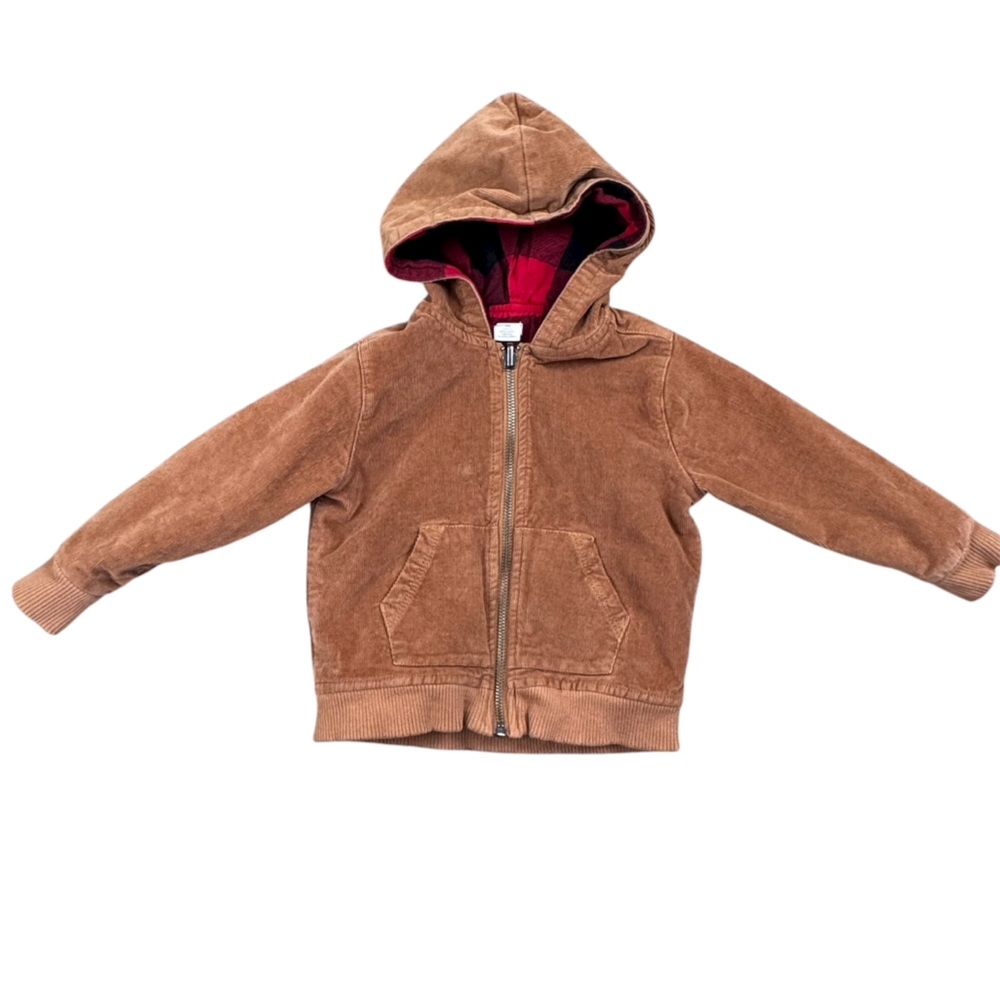 Tucker + Tate Corduroy Brown Red Buffalo Plaid Hoodie Baby Boys 18M 18 Months